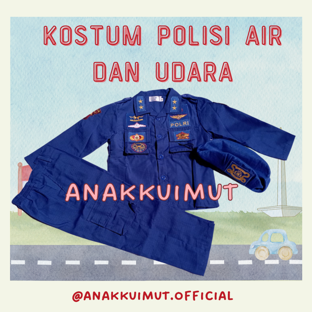 [ANAKKUIMUT] KOSTUM POLISI AIR DAN UDARA ANAK - SERAGAM POLISI AIR ANAK - BAJU PDL POLISI AIR UDARA 