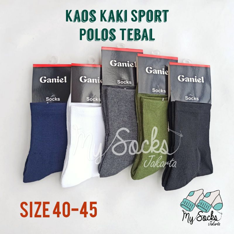 kaos kaki sport pria pendek tebal polos