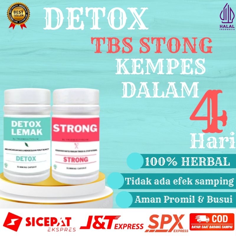 Paket Detox+ Strong Obat Diet Herbal Ampuh - Pelangsing Badan - Peluntur Lemak Dan Pengecil Perut Buncit  TBS Detox By Truebeautyslim