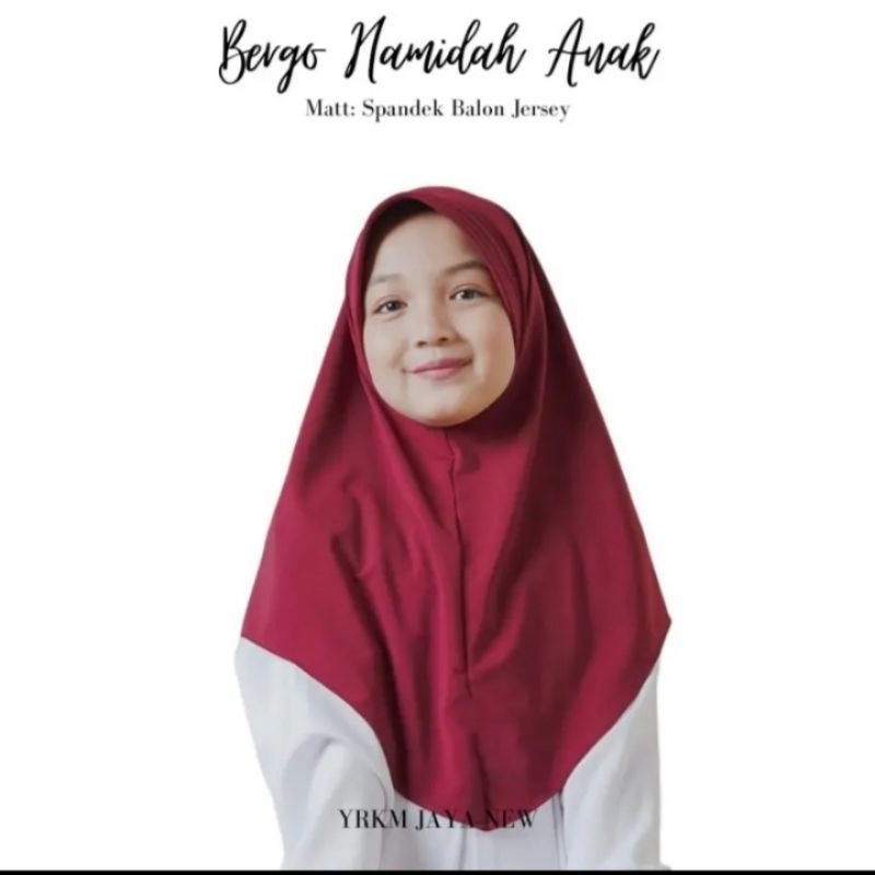 Hijab Bergo Hamidah Anak Jersey / Jilbab Anak Sekolah SD / Kerudung Instan Anak Bahan jersey