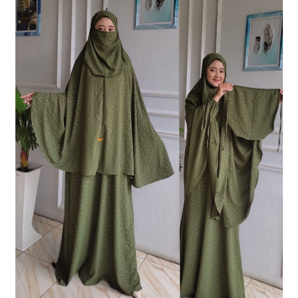 shifana embos gamis crinkel embos premium set hijab besar free cadar