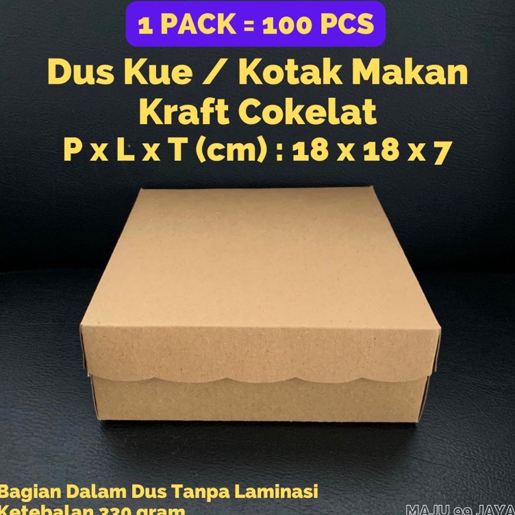 

Promo Spesial Minggu Ini 1 PCS Dus Kue Kotak Makan Nasi R8 18cm x 18cm x 7cm Kraft Cokelat Ketebalan 33gram Finishing Warna CoklatBrown