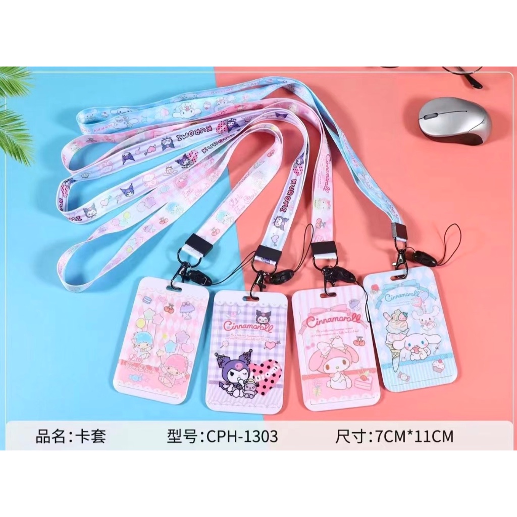 

Cinnamoroll Kuromi ID card holder tali lanyard transportasi motif kartun korea untuk sekolah kantor pelajar Pelindung Kartu