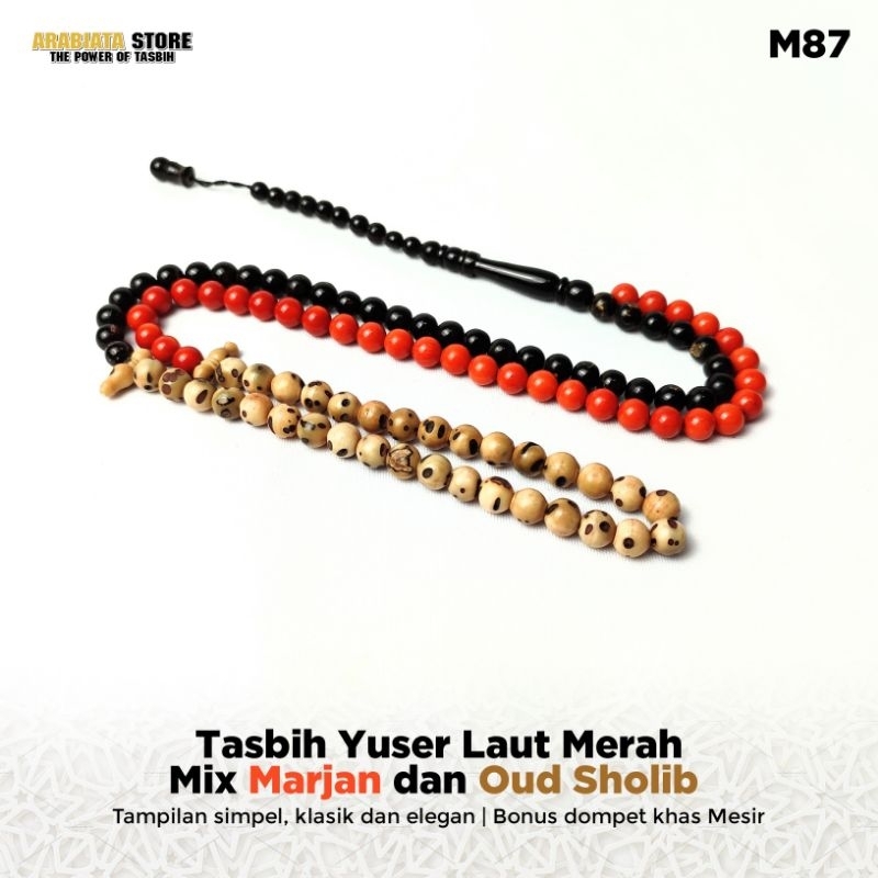 Tasbih Yuser Laut Merah Kombinasi Marjan Oud Sholib Asli