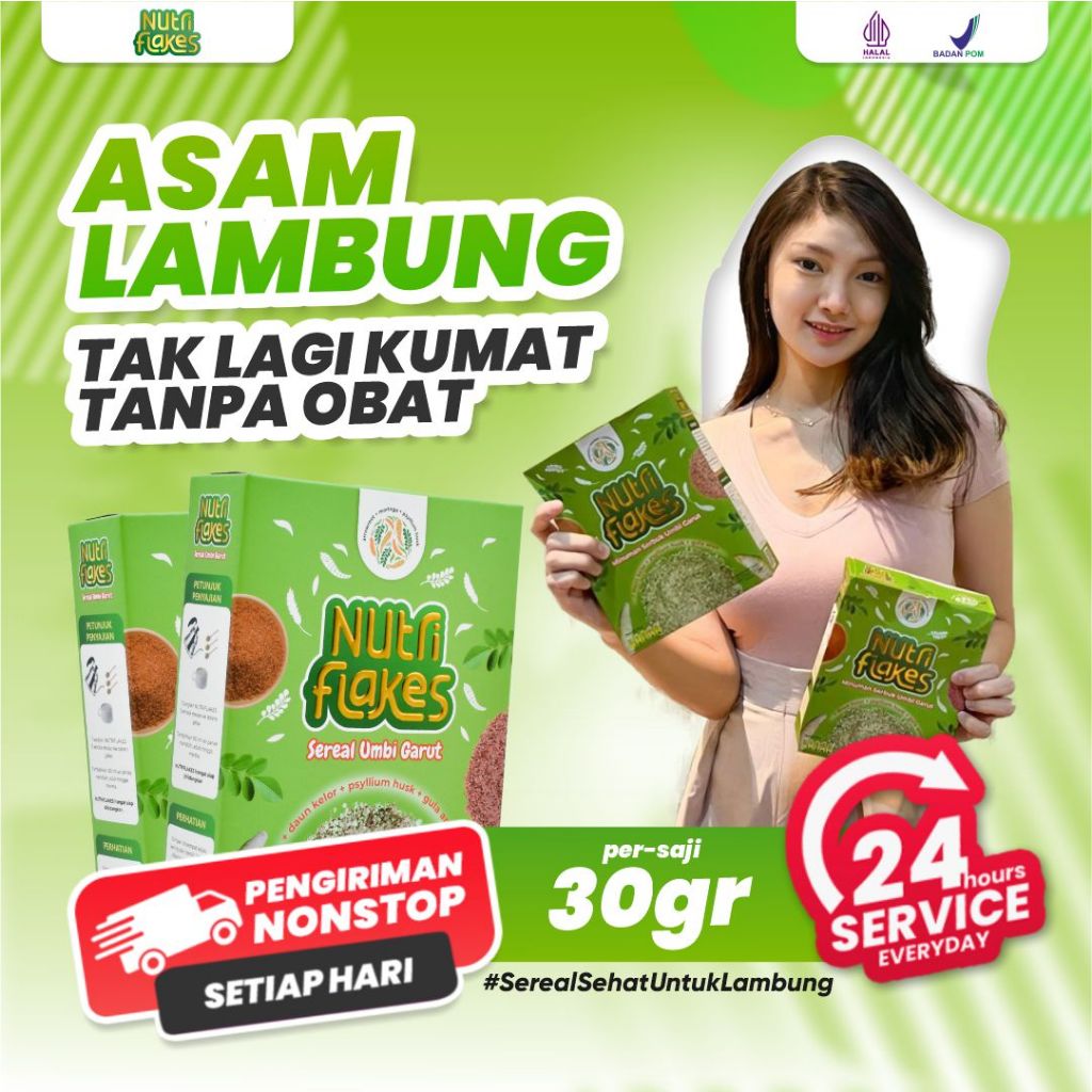 

Nutriflakes Sereal Umbi Garut Asam Lambung - Ampuh Mengatasi Asam Lambung Gerd, Maag 1 Box