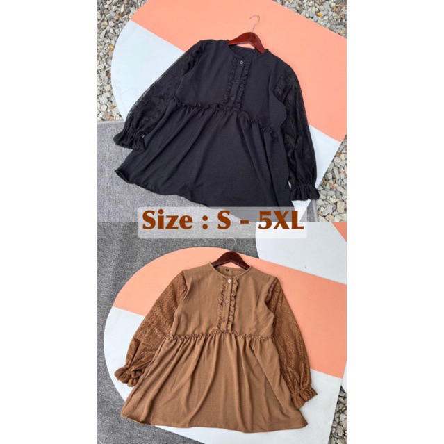 BLOUSE WANITA KOREA MIX BROKAT SIZE JUMBO - BLOUSE WANITA JUMBO - BLOUSE WANITA BIGSIZE - ATASAN WAN