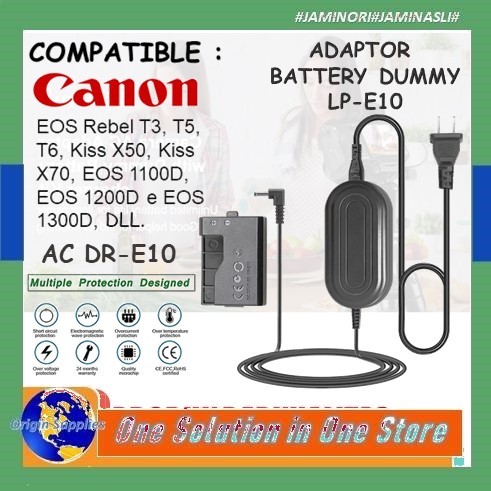 Dummy Battery Canon LP-E10 - DC Coupler Baterai untuk VLOG & Timelapse