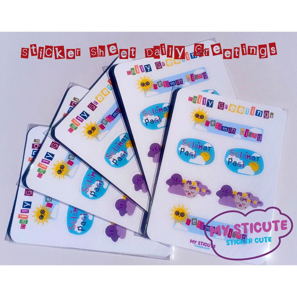 

(Isi 4 lembar)My StiCute Sticker Sheet Daily Greetings Sticker Ucapan