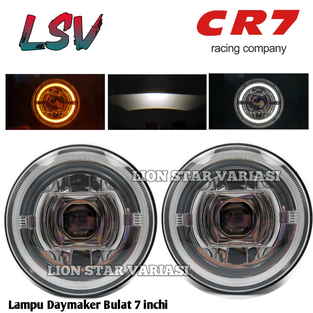 Lampu Utama Daymaker LED 7 Inch inci Lampu Daymaker Model Bulat 7 inchi Universal Foglamp Mobil