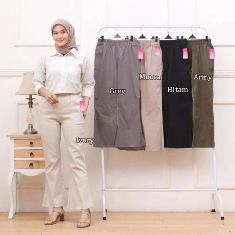 Cutbray basic pants model pinggang karet