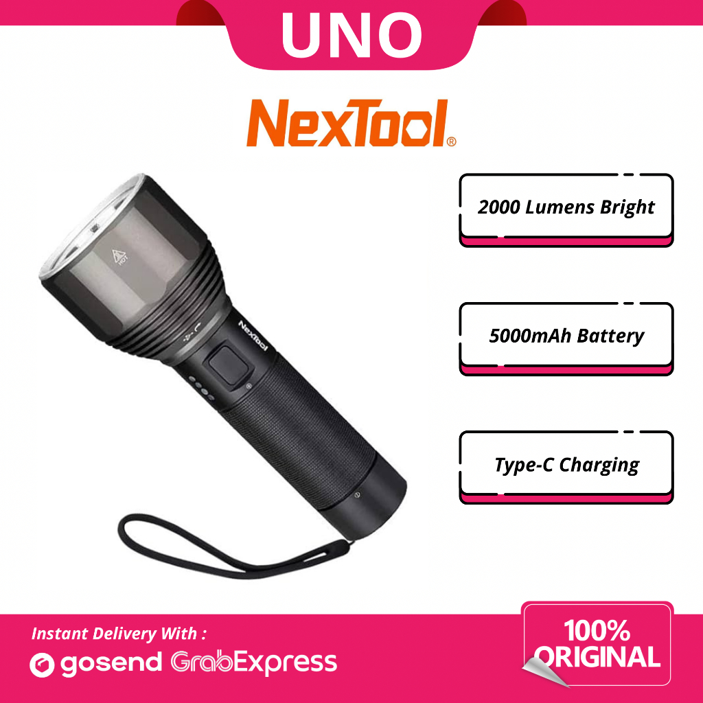 SENTER NEXTOOL LED 2000 LUMENS FLASHLIGHT - Lampu Senter 5000mAh