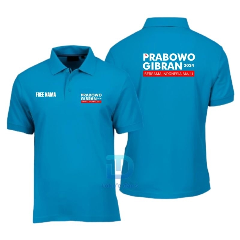 BAJU POLO PRABOWO GIBRAN FREE NAMA PARTAI RELAWAN PRAGIB SABLON TERBARU