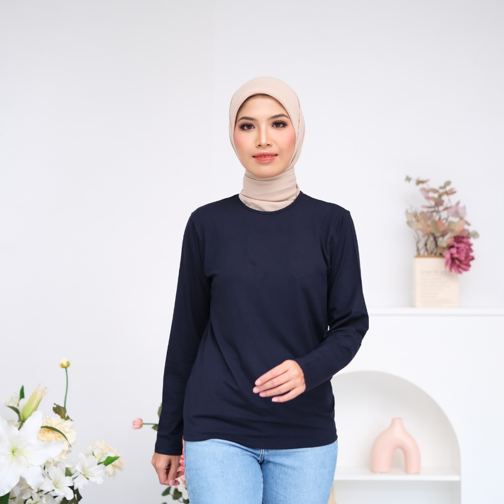 Zoya Inner Effemy Roundneck Manset Baju Wanita Lengan Panjang - Rayon Knit