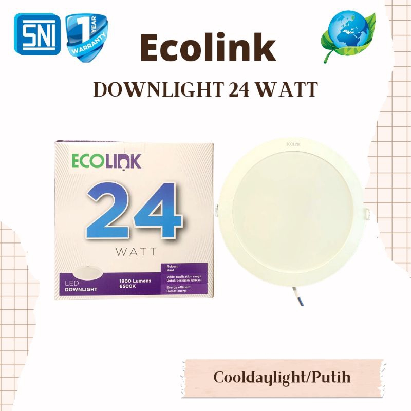 Ecolink Downlight Lampu Plafon LED 24W Putih/Natural/Kuning