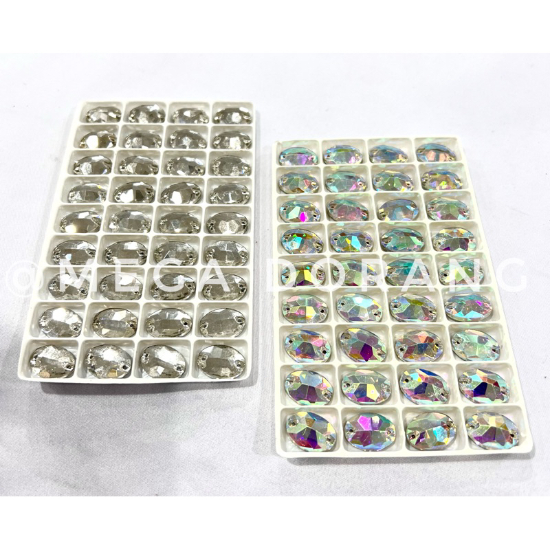 Permata / Diamond Oval Kaca 11x16 -Tray