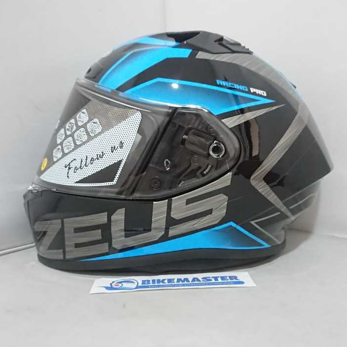 Helm Zeus ZS-826 Black BK3 Blue Fullface