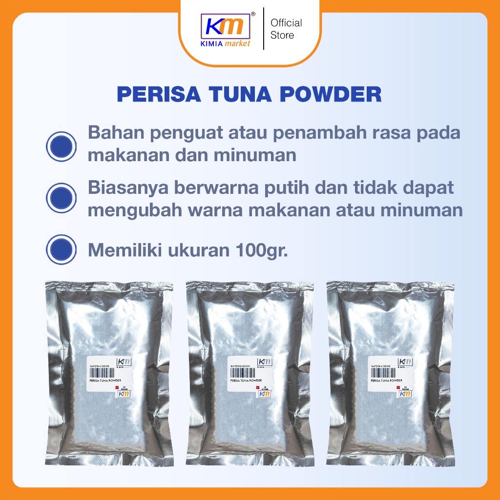 

Perisa Powder Amis Tuna 100 gr Perisa Makanan / Penambah Aroma Powder Amis / Perisa Bubuk Tuna /