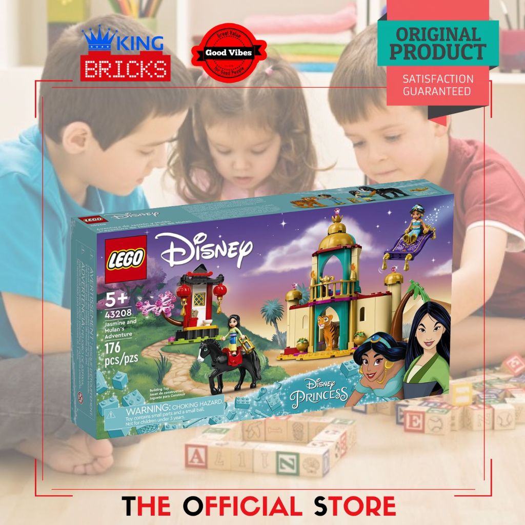 LEGO Original DISNEY 43208 Jasmine and Mulan Adventure - Mainan Anak Perempuan Istana Princess Harim