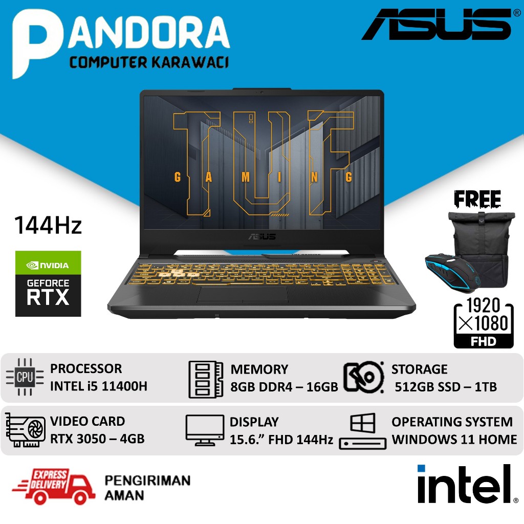 LAPTOP GAMING ASUS TUF A15 FA506QE RYZEN 5 5600H 32GB 512GB SSD RTX 3050TI FHD IPS 144HZ WINDOWS 10