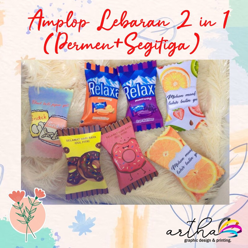 

[ 1 Pack isi 10 pcs ] AMPLOP LEBARAN BENTUK PERMEN/SEGITIGA 2 in 1