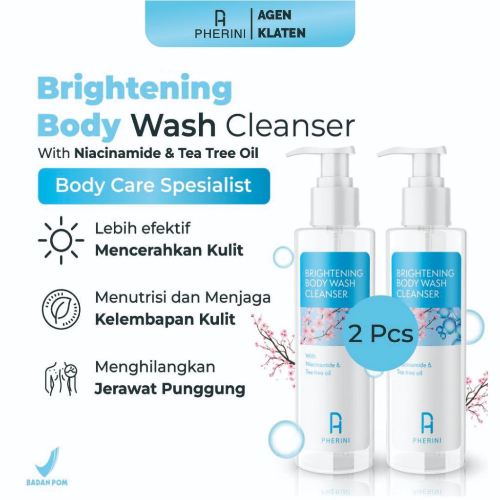 PHERINI Brightening Body Wash Cleanser Sabun Mandi Cair - With Niacinamide + Tea Tree Oil 520 ml