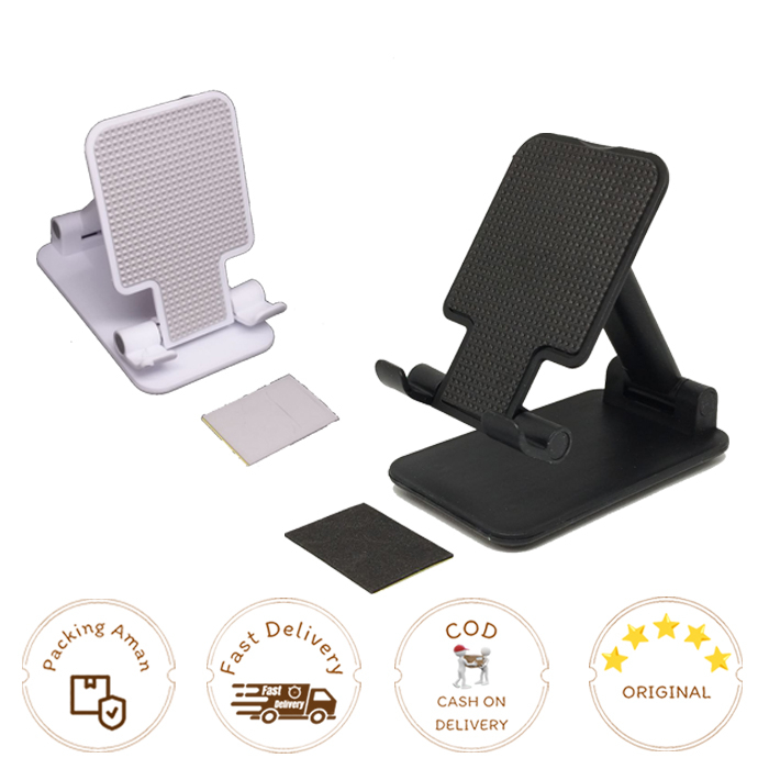NEW HOLDER HP MEJA Folding Desktop Holder Hp Universal Stand Hp Tablet Hitam dan Putih Meja Lipat KU