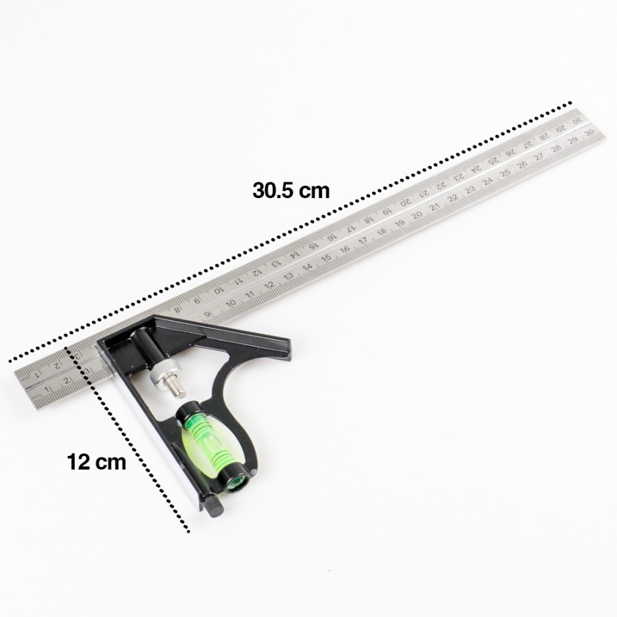 Siku Tukang Waterpass 12" Mistar 300mm Penggaris Siku Kombinasi TFW