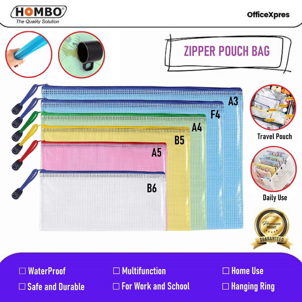 Zipper Bag / Map Jaring / Map Ziper Kecil / Map Zipper Besar / Travel Pouch / Map Resleting / Map Pl