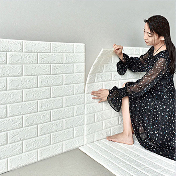 Wallpaper Dinding 3D Foam Kamar Tidur Aesthetic Ruang Plafon Tamu Batu Bata Dekorasi Dinding Untuk Murah Wall Stiker Anak Laki Laki Perempuan Size 35X30 / 70X15 CM