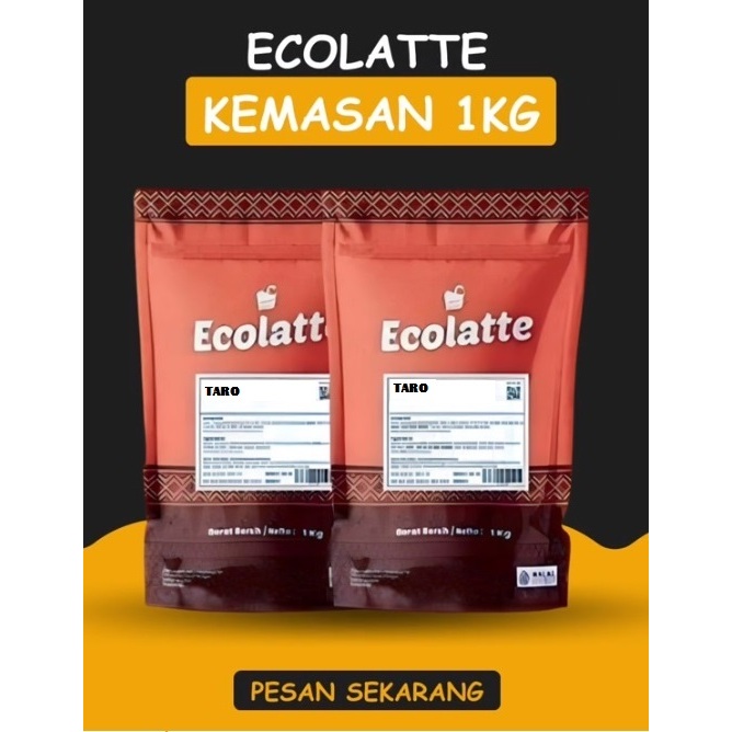 

TARO kemasan 1Kg ECOLATTE, rebranding dari bubuk CHO'LATTE PREMIUM POWDER DRINK, bubuk minuman aneka varian rasa untuk usaha minuman/BOBA