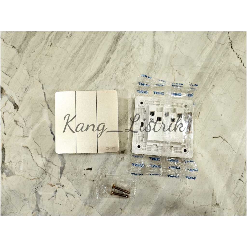 Saklar 3Gang Gold Chint / Saklar Triple Chint Gold NEW2-M00504