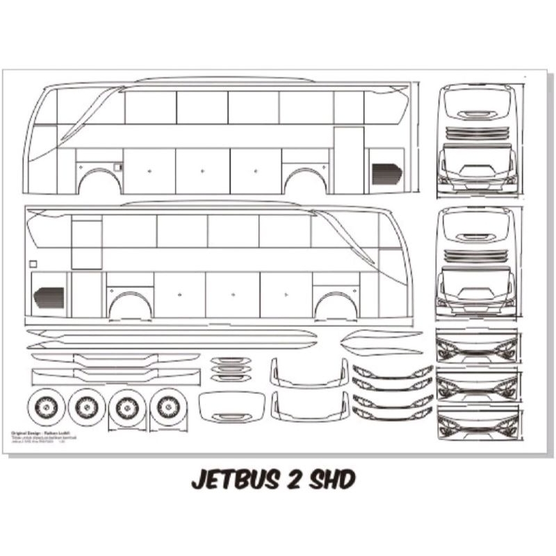 Pola Miniatur Bus Skala 1:30 dan 1:20 + Cetak ( Jetbus HD/Jetbus 2 / Jetbus 3 / Jetbus 5 / HDD /SHD 