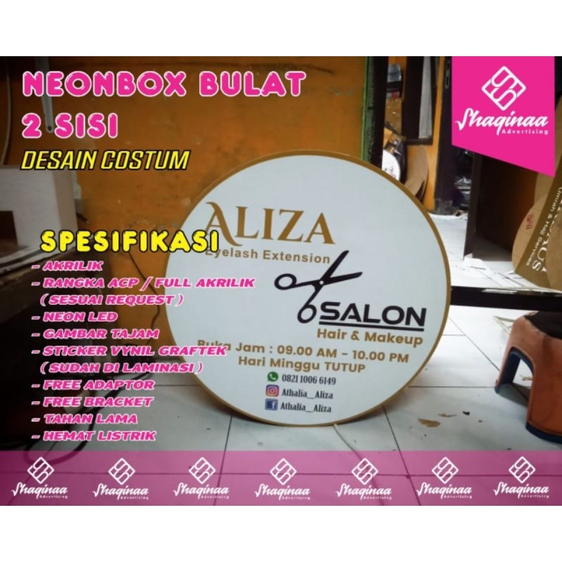 NEON BOX BULAT FULL AKRILIK (CUSTOM DESIGN)