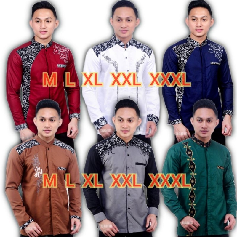 Baju Koko Pria Lengan Panjang Baju Koko Jumbo Kekinian | Baju Koko Bordir Batik Ukuran M L XL XXL XX