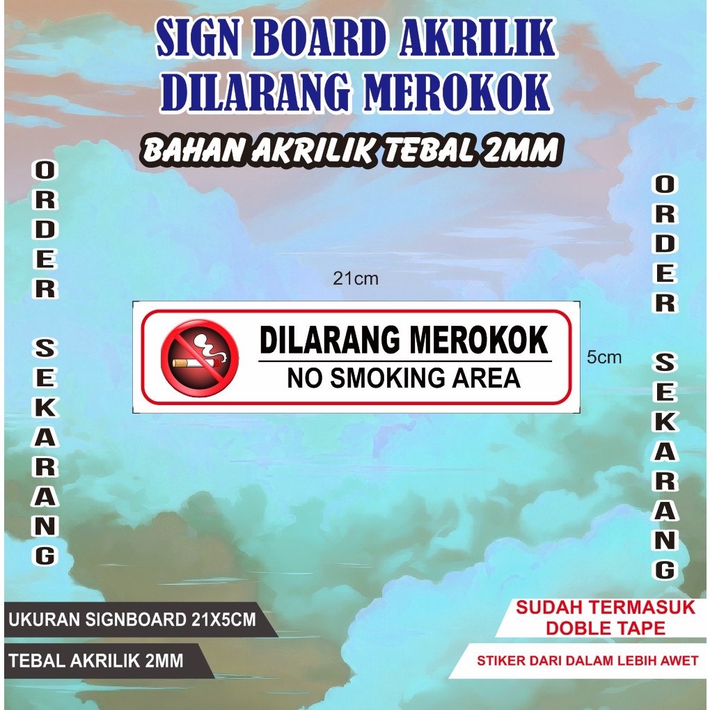 Akrilik signboard dilarang merokok - akrilik dilarang merokok - akrilik rambu dilarang merokok