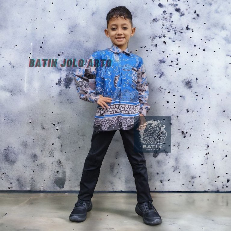 KEMEJA BATIK ANAK COWOK BAJU BATIK ANAK LENGAN PANJANG UMUR 2-13 TAHUN