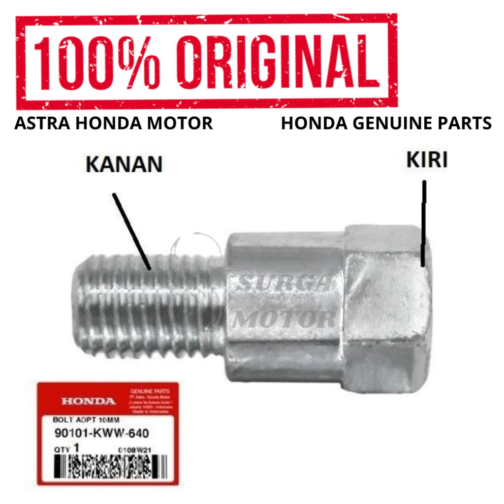 Bolt Adpt Adabtor 10MM Baut Mur Mor Screw sambungan Sepion Spion Motor ADV 150 ADV150 Genio Scoopy e