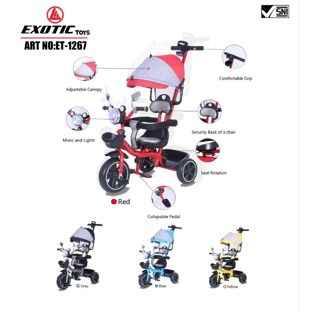 EXOTIC ET-1267 ET1267 ET-1268 ET1268 ET-1269 AT-7702 AT7702 AT-7708 AT7708 Sepeda Anak Roda Tiga Tri