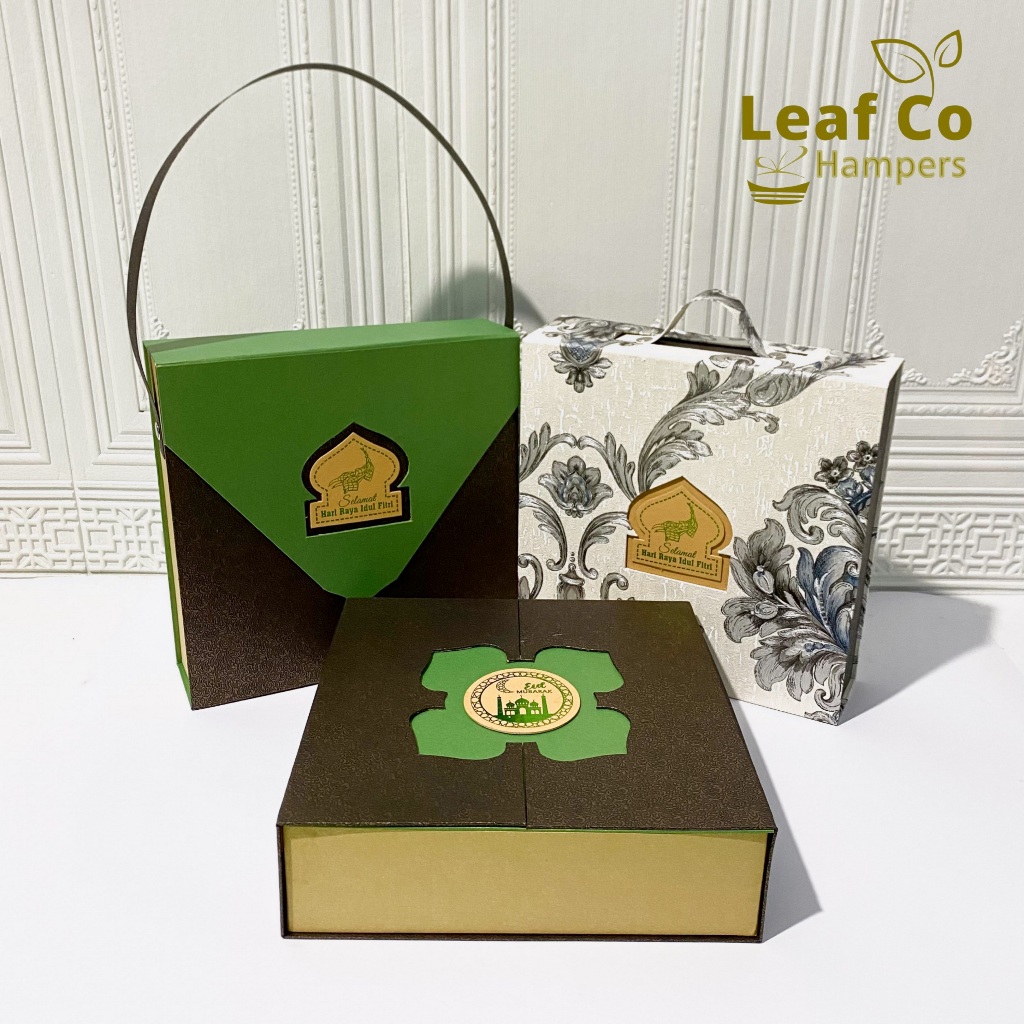 

Leaf Co - Hard Box Edisi Lebaran Tempat Penyimpan 4 Toples Kue Kering 500 gram Box Hampers Idul Fitri Terbaru