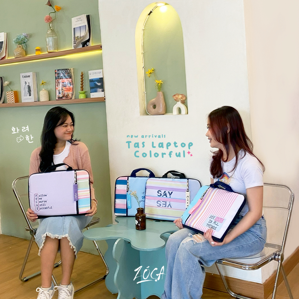 TERLARIS ZOCA TAS LAPTOP COLORFUL 14" / TAS LAPTOP JINJING (BISA CUSTOM NAMA)