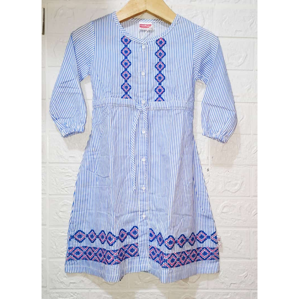 Gamis Anak Salur Biru Cool Girls