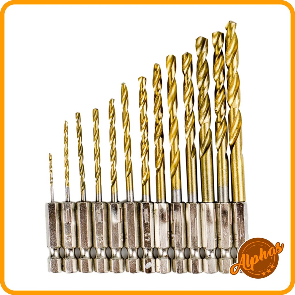 Mata Bor Power Drill Steel Titanium Hex Shank 13 PCS
