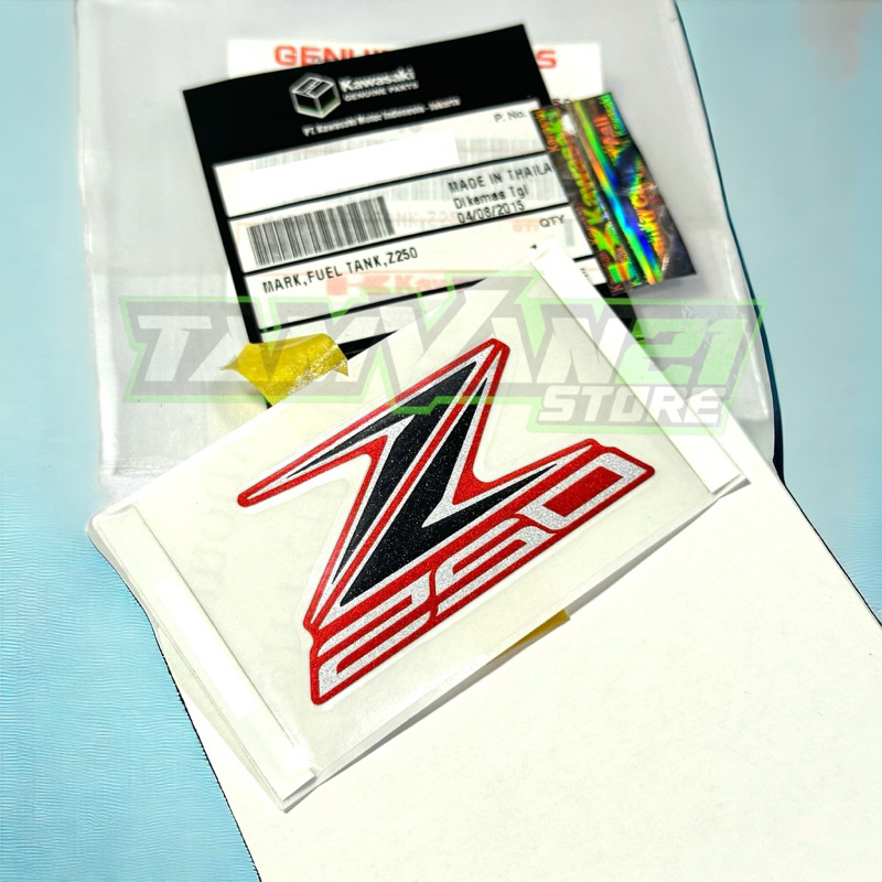 MARK FUEL TANK Z250 STICKER TANGKI EMBLEM Z250 ORANGE SILVER ORIGINAL NOS