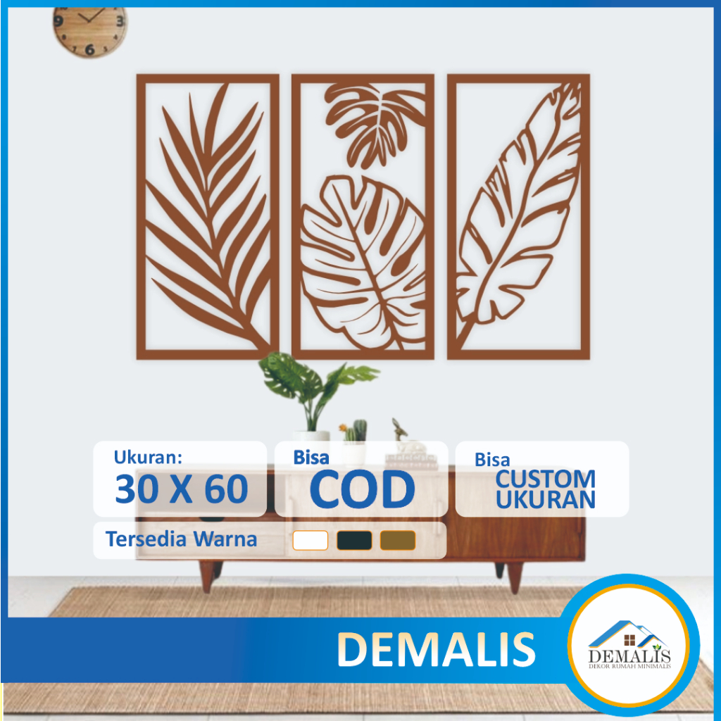 Hiasan Dinding Tempel Aesthetic Kayu Unik Mewah Motif Daun Monstera Untuk Dekorasi Pajangan Ruang Ta
