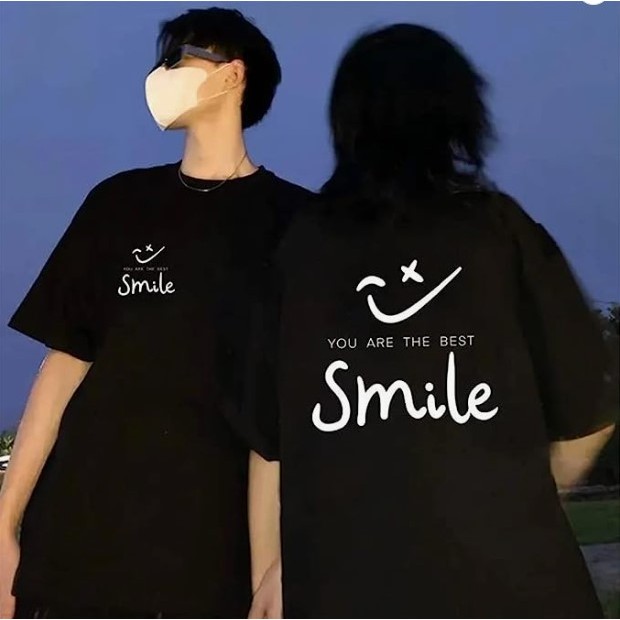 KAOS PASANGAN COUPLE COWOK CEWEK motif smile KAOS DISTRO FAMILY KAOS KAPEL KAOS COPEL