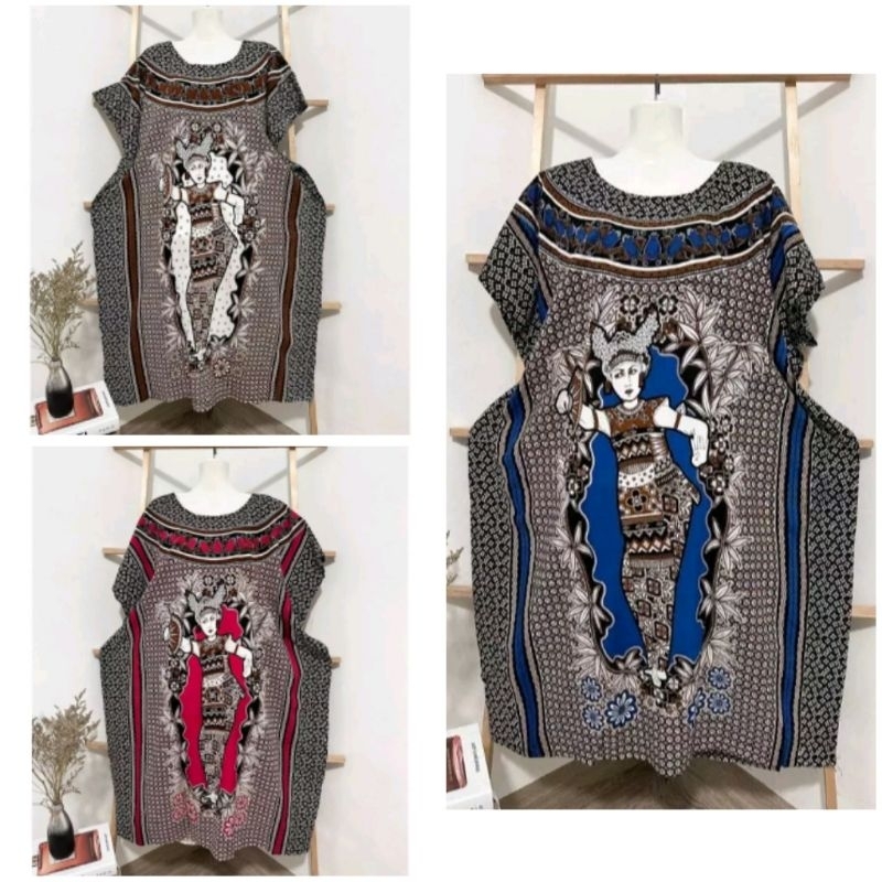 Daster lowo legong dan bunga Bali Panjang super jumbo, baju tidur wanita murah, bahan rayon adem hal