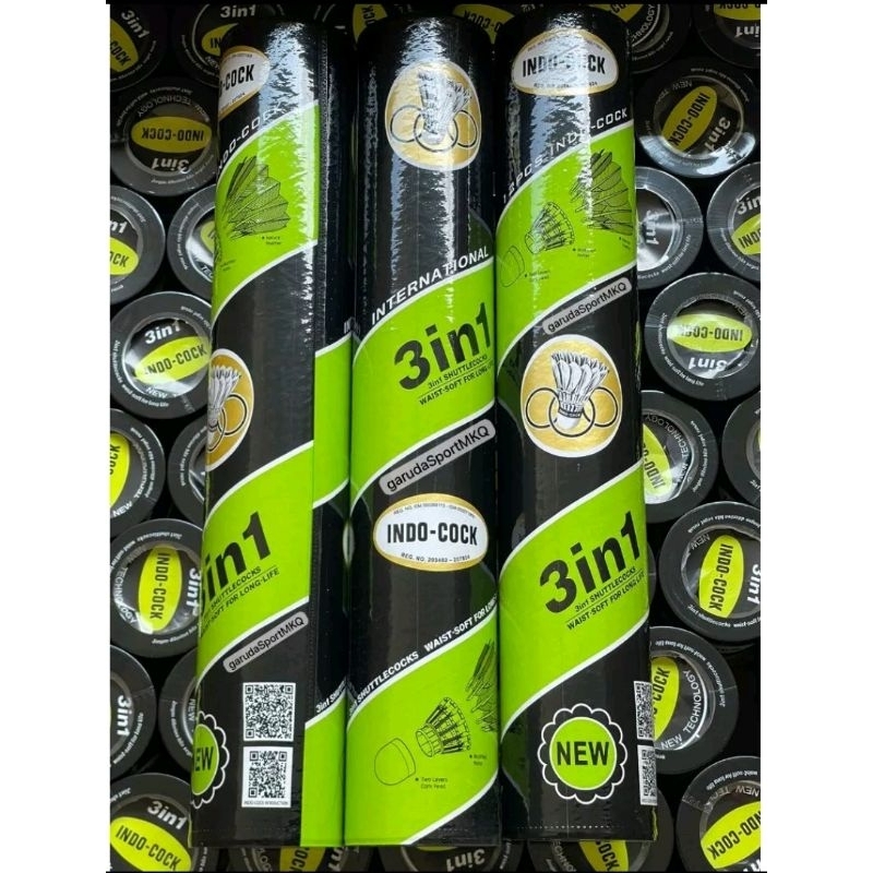 Shuttlecock / Kok / Bola Badminton / Cock INDOCOCK / INDO COCK 3IN1 / 3 IN 1 HIJAU / GREEN