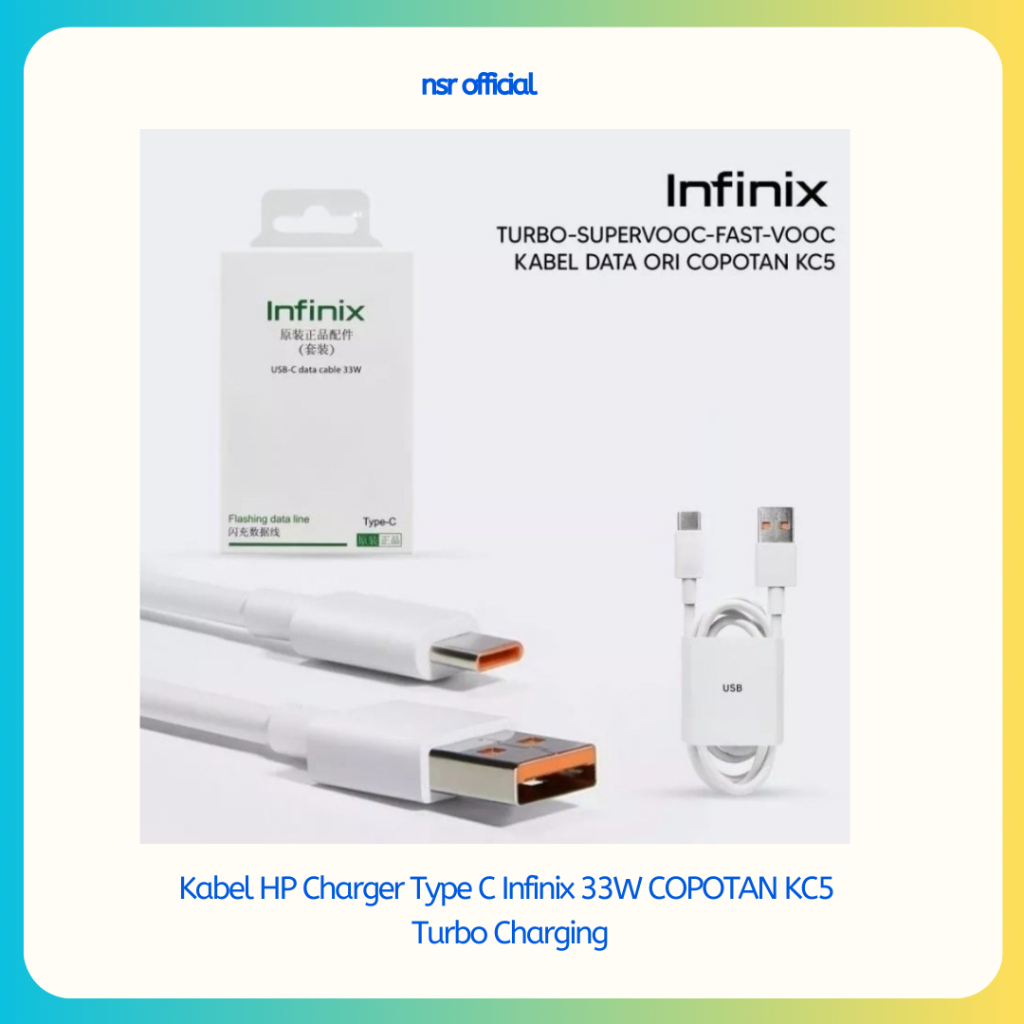 Kabel HP Charger Type C Infinix 33W COPOTAN KC5 Turbo Charging