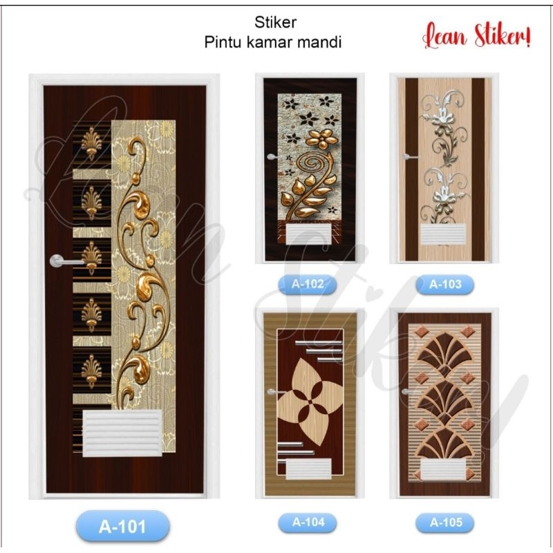 Stiker pintu kamar mandi / stiker pintu kamar tidur motif kayu interior