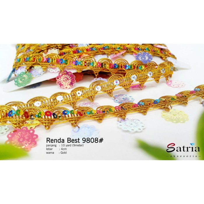 Renda Lace Bahan Renda Emas Fashion Baju Jilbab Renda 9808#